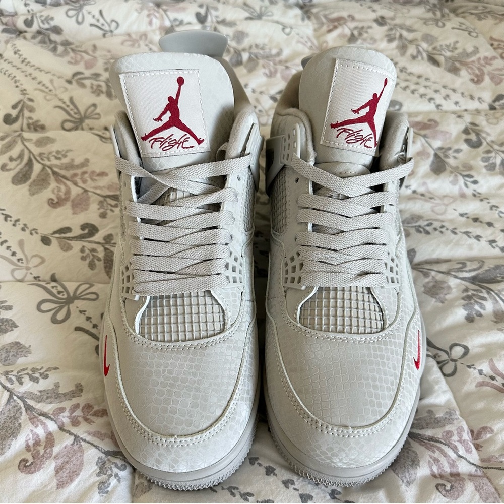 Nike Athletic Shoes in Gray and Red Retro Air Jordans 4